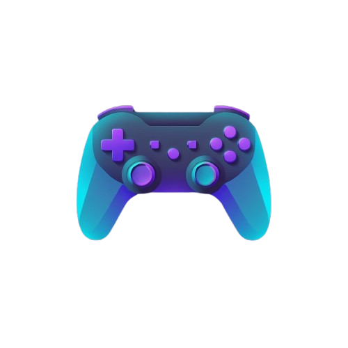 Gaming controller with purple and blue gradient on a white background