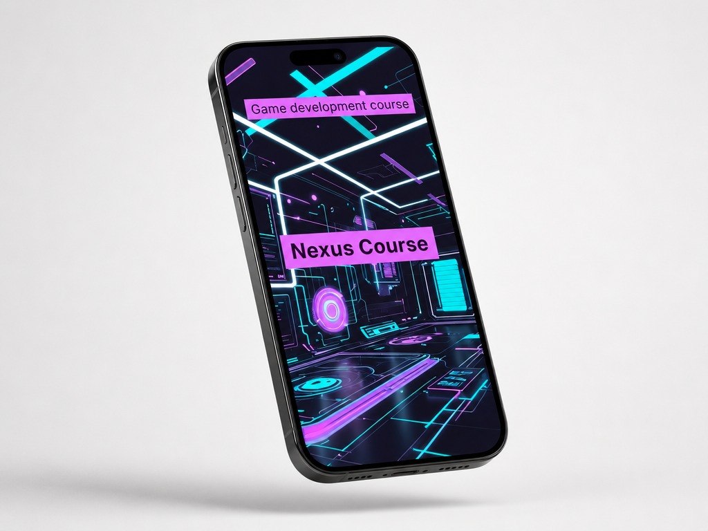 Phone with a futuristic interface on a white background