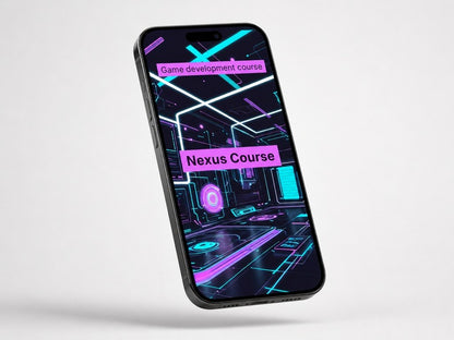 Phone with a futuristic interface on a white background